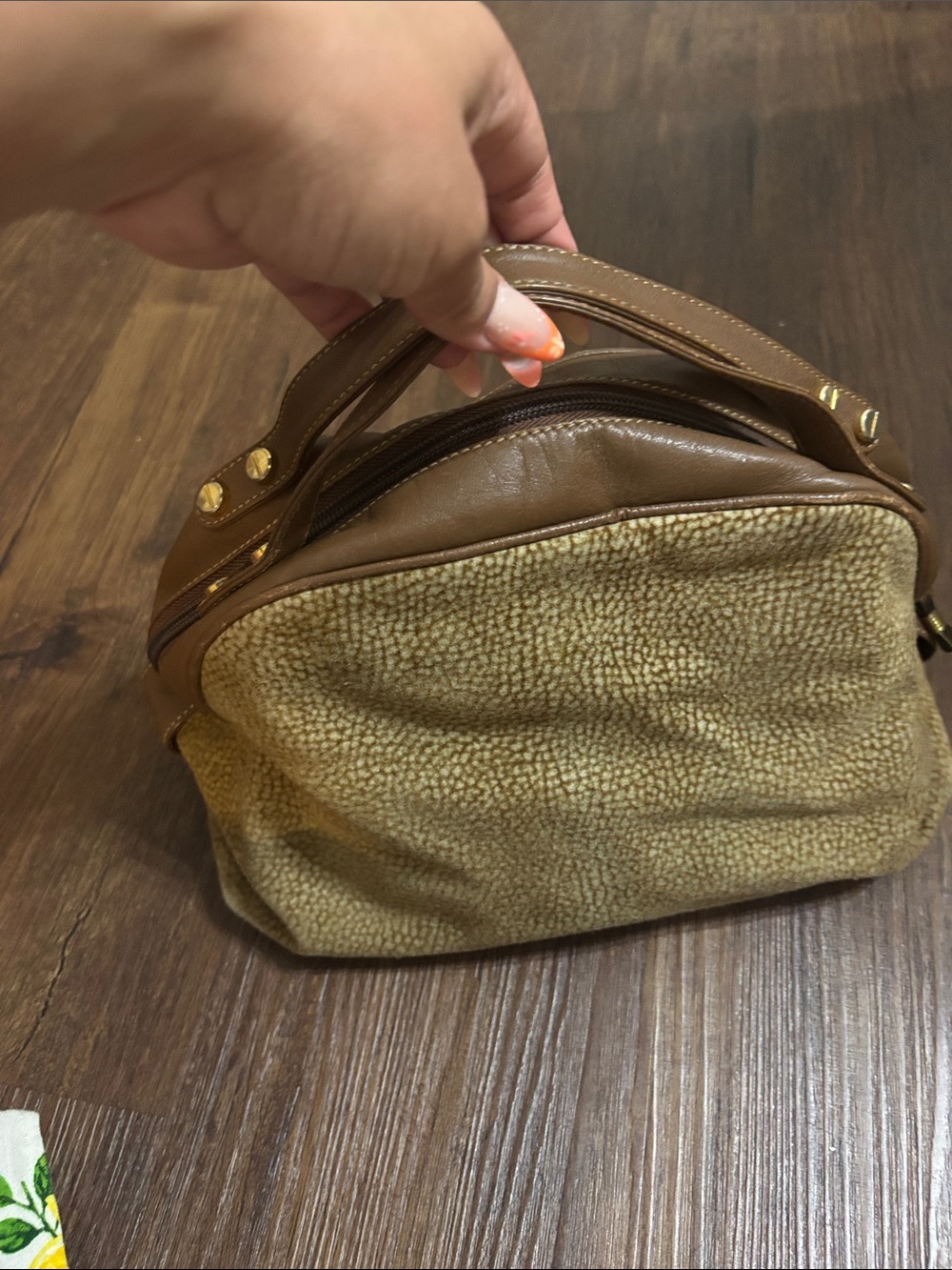 Women’s Brown Two-Tone Handbag - Compact Carry-All